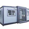SAA Gray Modern House, 19 x 20 FT, 2 Rooms, 1 Bathroom & 1 Kitchen, Alloy Steel, Foldable Outbuilding ? Light Blue Gray ? Premium & Durable Design